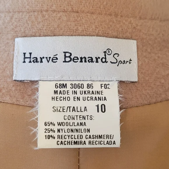 HARVE BERNARD Wool Blend Tan Blazer Jacket Size 10 - Picture 6 of 7